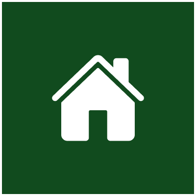 White house icon on green background.
